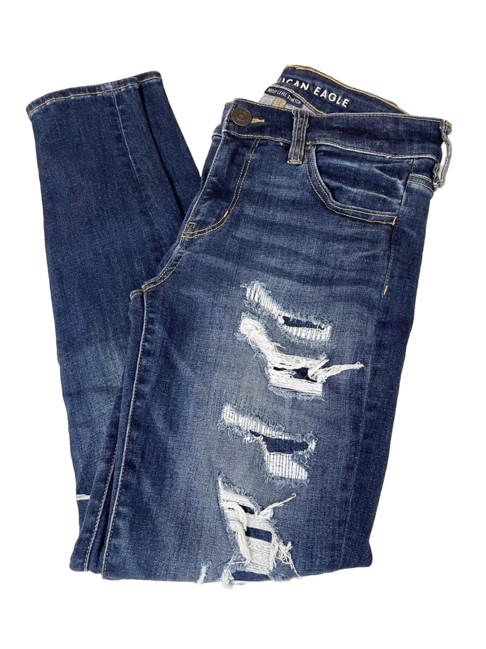 American Eagle Women’s Jeans 6 Jegging Distressed Dark Wash Blue Stretch #1311